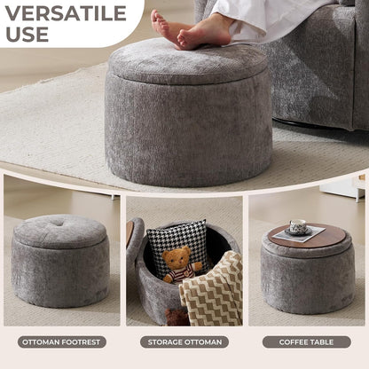 Oversized Swivel Rocker Recliner with Massage and Heat, Swivel Nursery Recliner With Adjustable Headrest, Manual Rocker Recliner Chair with Two Removable Pillows, High Back Barrel Armchair,White