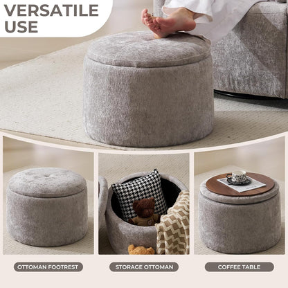Oversized Swivel Rocker Recliner with Massage and Heat, Swivel Nursery Recliner With Adjustable Headrest, Manual Rocker Recliner Chair with Two Removable Pillows, High Back Barrel Armchair,White