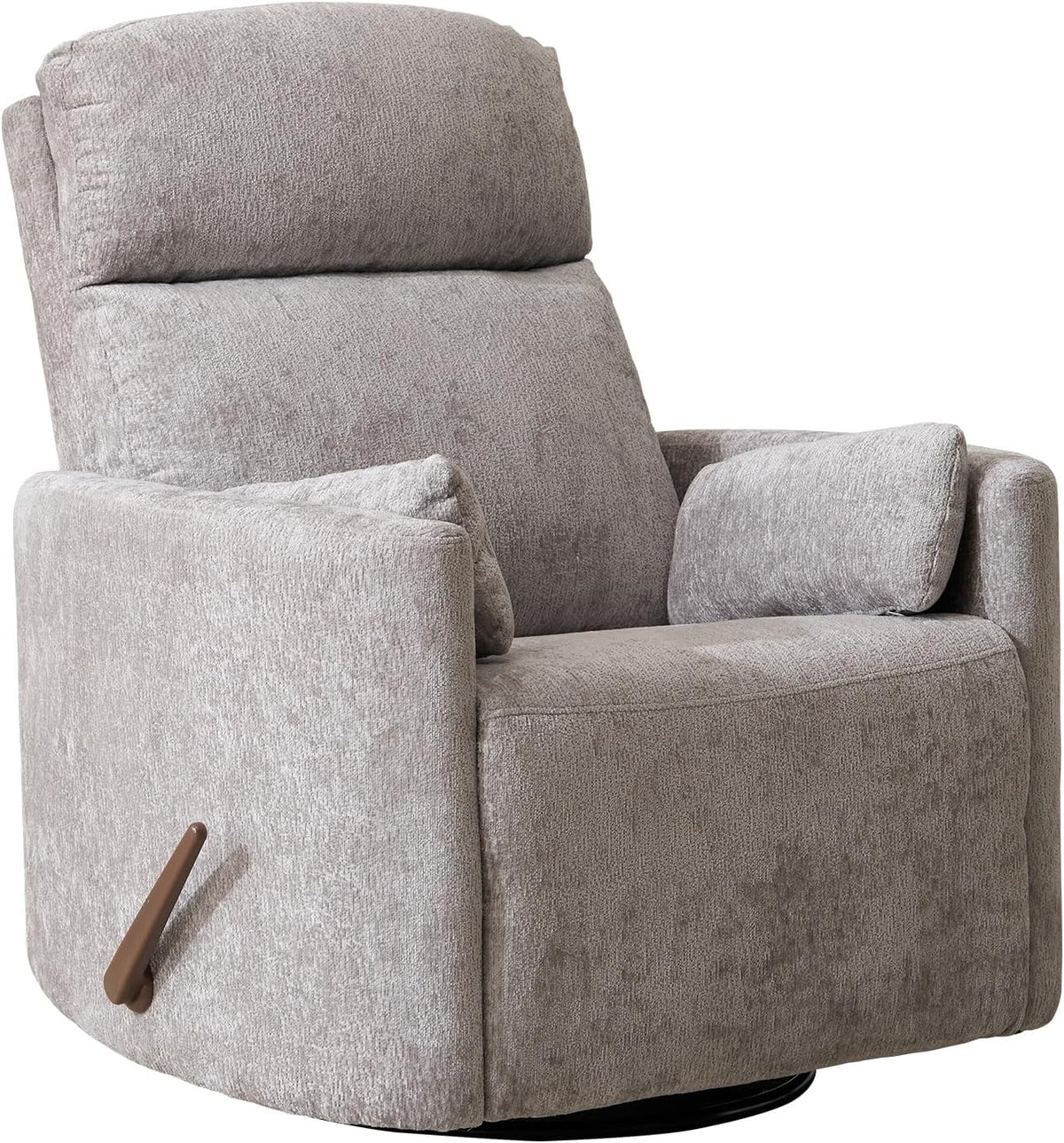 Oversized Swivel Rocker Recliner with Massage and Heat, Swivel Nursery Recliner With Adjustable Headrest, Manual Rocker Recliner Chair with Two Removable Pillows, High Back Barrel Armchair,White