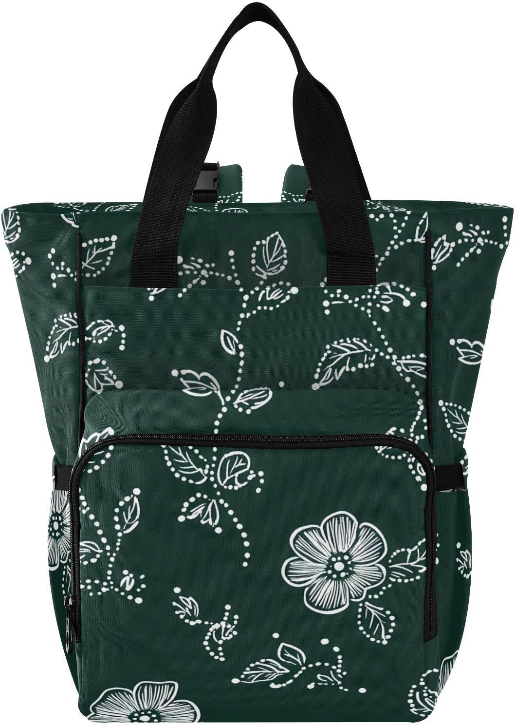 Diaper Bag Backpack, Multifunction Travel Bag for Moms Dads, Baby Changing Bag with Insulted Pockets, Stroller Straps and Side Bottle Pockets Line Floral Pattern