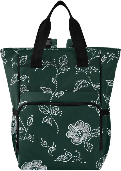 Diaper Bag Backpack, Multifunction Travel Bag for Moms Dads, Baby Changing Bag with Insulted Pockets, Stroller Straps and Side Bottle Pockets Line Floral Pattern