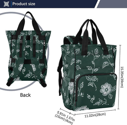 Diaper Bag Backpack, Multifunction Travel Bag for Moms Dads, Baby Changing Bag with Insulted Pockets, Stroller Straps and Side Bottle Pockets Line Floral Pattern