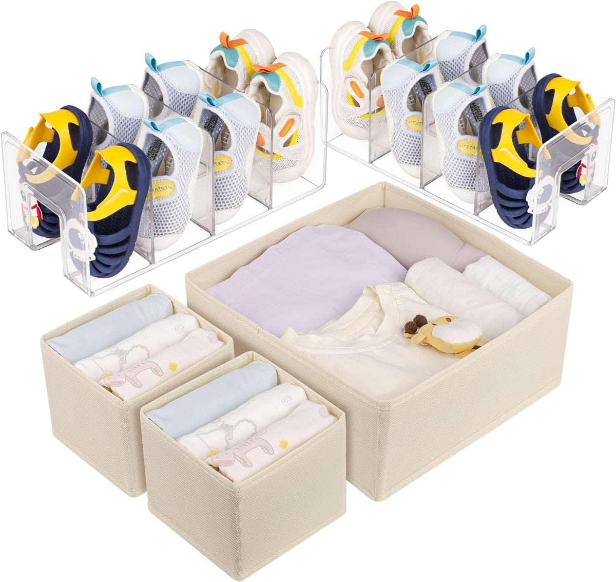5 Pack Drawer Organizer Clothes, Foldable Baby Organizers and Storage & Dresser Organizer for Bedroom Closet– Nursery Drawer Dividers for Underwear, Socks, Baby Shoes, Bras, Belts, Ties