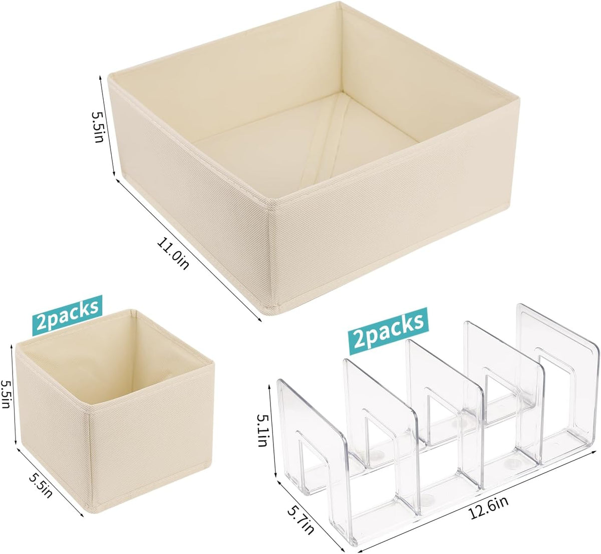 5 Pack Drawer Organizer Clothes, Foldable Baby Organizers and Storage & Dresser Organizer for Bedroom Closet– Nursery Drawer Dividers for Underwear, Socks, Baby Shoes, Bras, Belts, Ties