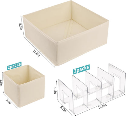 5 Pack Drawer Organizer Clothes, Foldable Baby Organizers and Storage & Dresser Organizer for Bedroom Closet– Nursery Drawer Dividers for Underwear, Socks, Baby Shoes, Bras, Belts, Ties