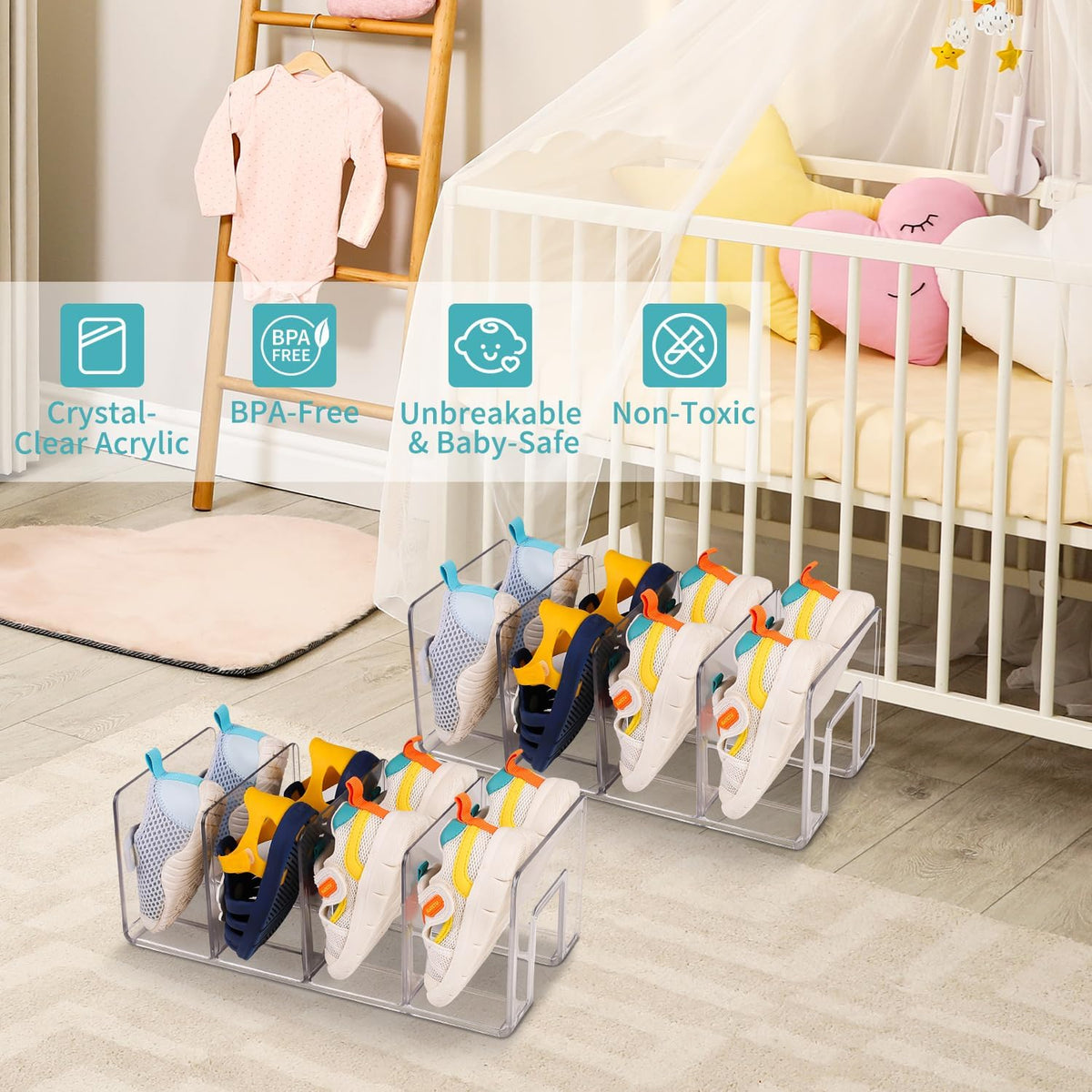 5 Pack Drawer Organizer Clothes, Foldable Baby Organizers and Storage & Dresser Organizer for Bedroom Closet– Nursery Drawer Dividers for Underwear, Socks, Baby Shoes, Bras, Belts, Ties