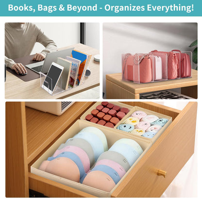 5 Pack Drawer Organizer Clothes, Foldable Baby Organizers and Storage & Dresser Organizer for Bedroom Closet– Nursery Drawer Dividers for Underwear, Socks, Baby Shoes, Bras, Belts, Ties
