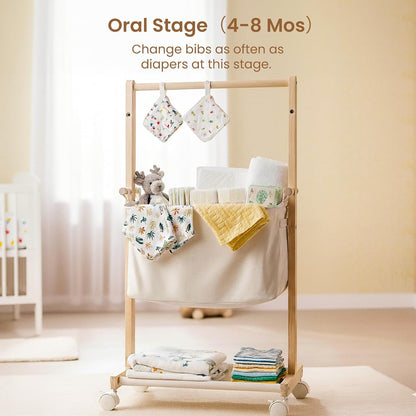 Baby Diaper Caddy Cart with Movable Storage Organizer, Natural Newborn Nursery Essentials, Mobile Utility Cart with Wheels for Nursery, Bedroom, Changing Table & Crib, Gifts for Baby Shower