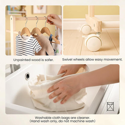 Baby Diaper Caddy Cart with Movable Storage Organizer, Natural Newborn Nursery Essentials, Mobile Utility Cart with Wheels for Nursery, Bedroom, Changing Table & Crib, Gifts for Baby Shower