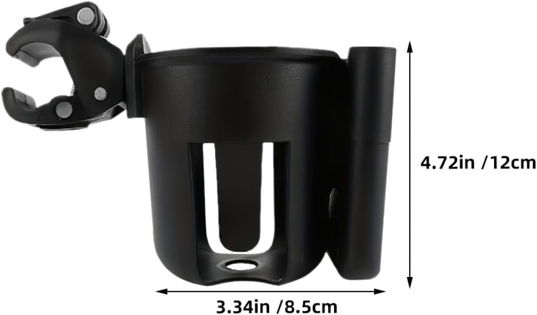 2pcs Stroller Cup Holder and Phone Holder for Prams, Universal Stroller Bottle Rack with Handlebar Mount, Black, Suitable for Travel and Outdoor Use