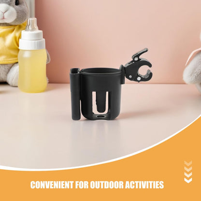 2pcs Stroller Cup Holder and Phone Holder for Prams, Universal Stroller Bottle Rack with Handlebar Mount, Black, Suitable for Travel and Outdoor Use
