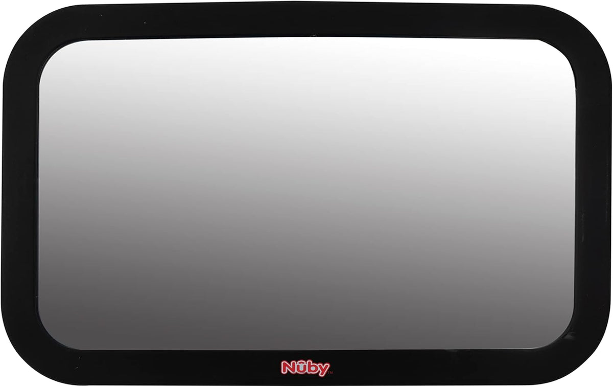Nuby Adjustable Backseat Baby Mirror with Swivel Base for Easy Viewing, Quick Install, Shatter Resistant, Black