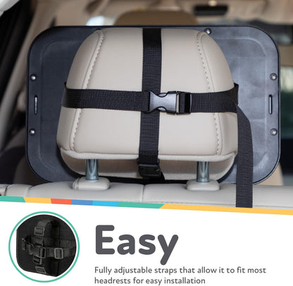 Nuby Adjustable Backseat Baby Mirror with Swivel Base for Easy Viewing, Quick Install, Shatter Resistant, Black