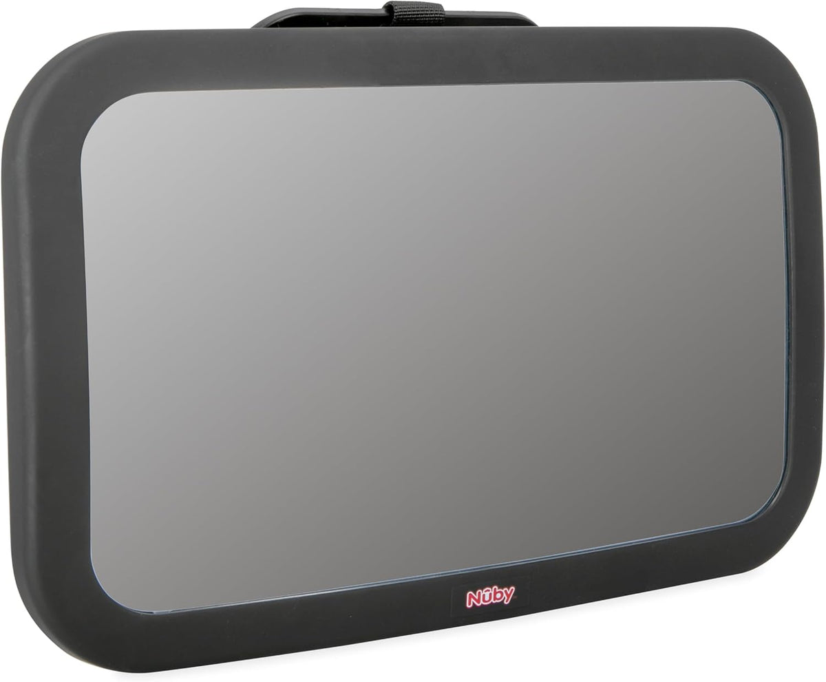 Nuby Adjustable Backseat Baby Mirror with Swivel Base for Easy Viewing, Quick Install, Shatter Resistant, Black