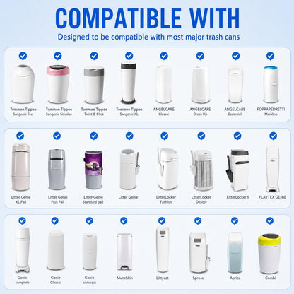 Compatible with Diaper Genie Pails Diaper Pail Refills, 4 Pack Lemon-Scented Odor-Blocking Continuous Liner Refills, Durable Leak-Resistant Rolls for Baby