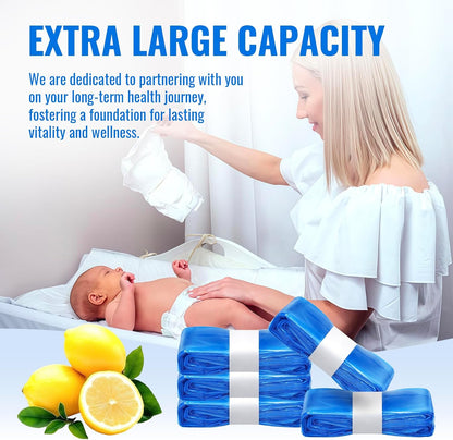 Compatible with Diaper Genie Pails Diaper Pail Refills, 4 Pack Lemon-Scented Odor-Blocking Continuous Liner Refills, Durable Leak-Resistant Rolls for Baby