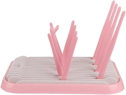 Baby Bottles Drying Rack, Folding Drainer for Feeding Bottles Accessories Dryer Holder(Pink)