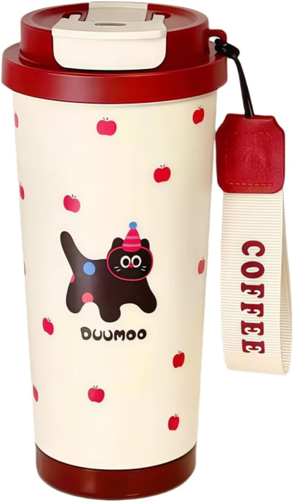 16 oz Coffee Travel Mug, Cute Coffee Tumbler with Lid | Stainless Steel Insulated Water Bottle, Double Wall Vacuum, Leakproof, Portable, Hot & Cold Drinks