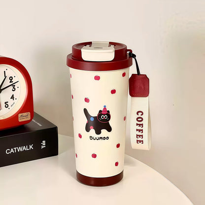 16 oz Coffee Travel Mug, Cute Coffee Tumbler with Lid | Stainless Steel Insulated Water Bottle, Double Wall Vacuum, Leakproof, Portable, Hot & Cold Drinks