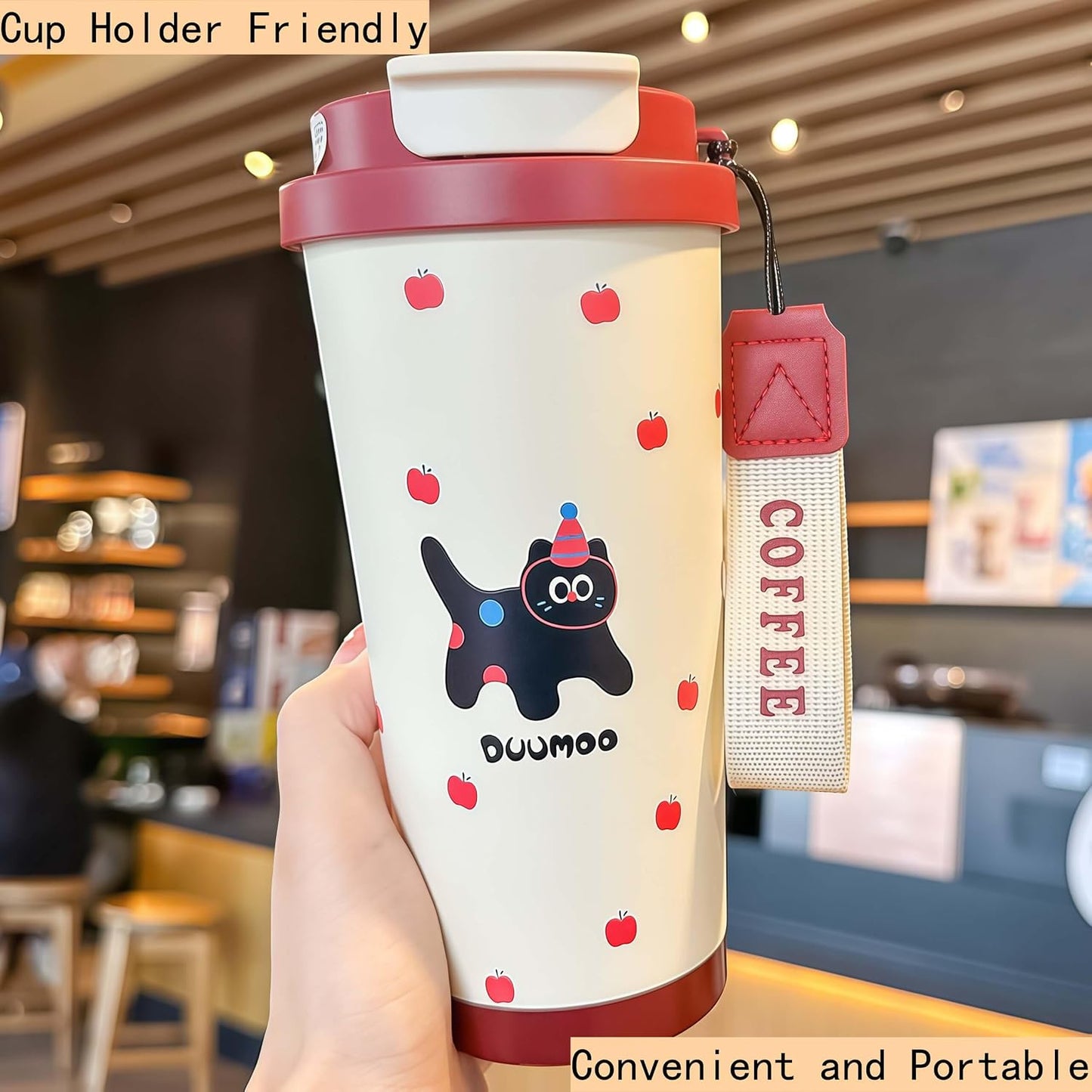 16 oz Coffee Travel Mug, Cute Coffee Tumbler with Lid | Stainless Steel Insulated Water Bottle, Double Wall Vacuum, Leakproof, Portable, Hot & Cold Drinks