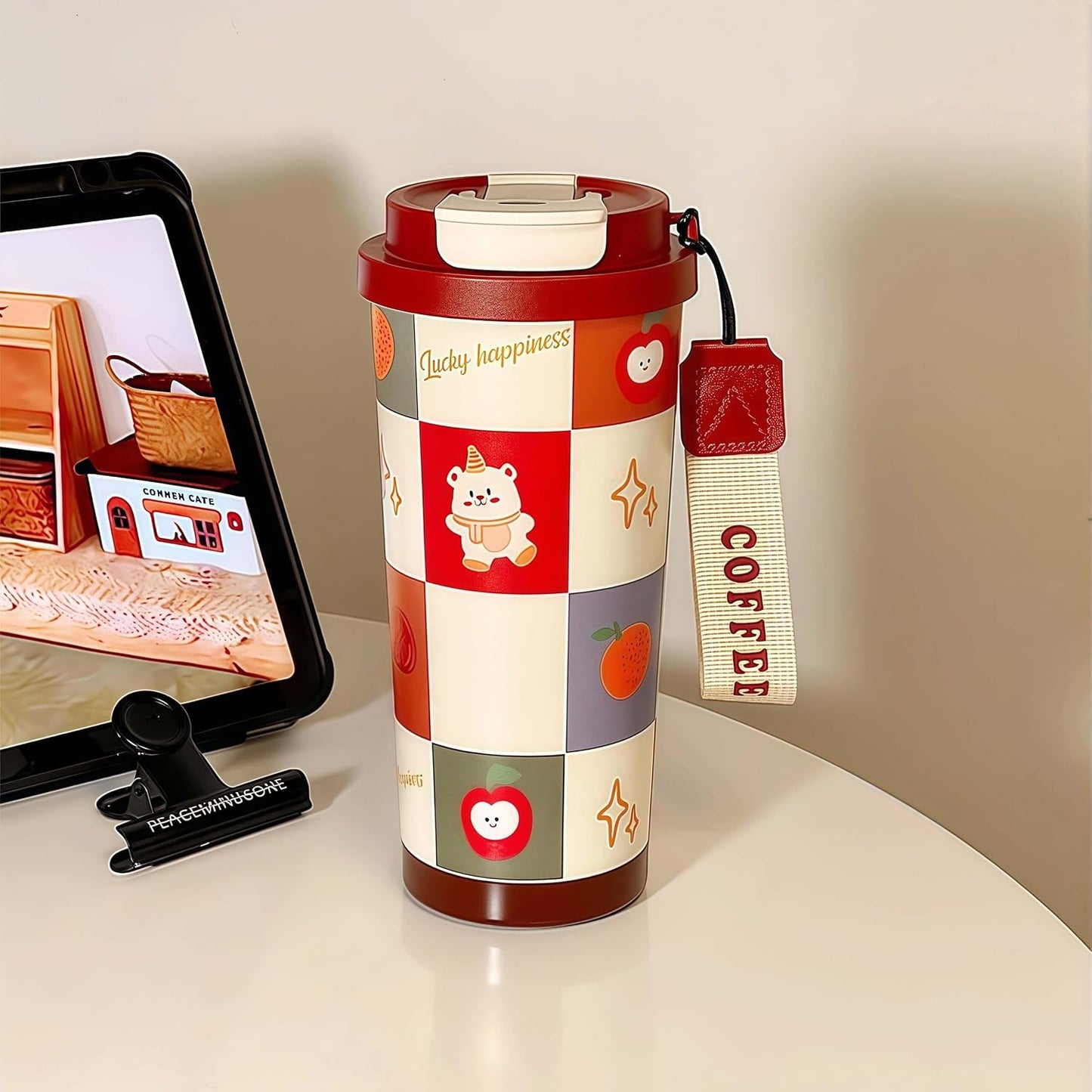 16 oz Coffee Travel Mug, Cute Coffee Tumbler with Lid | Stainless Steel Insulated Water Bottle, Double Wall Vacuum, Leakproof, Portable, Hot & Cold Drinks