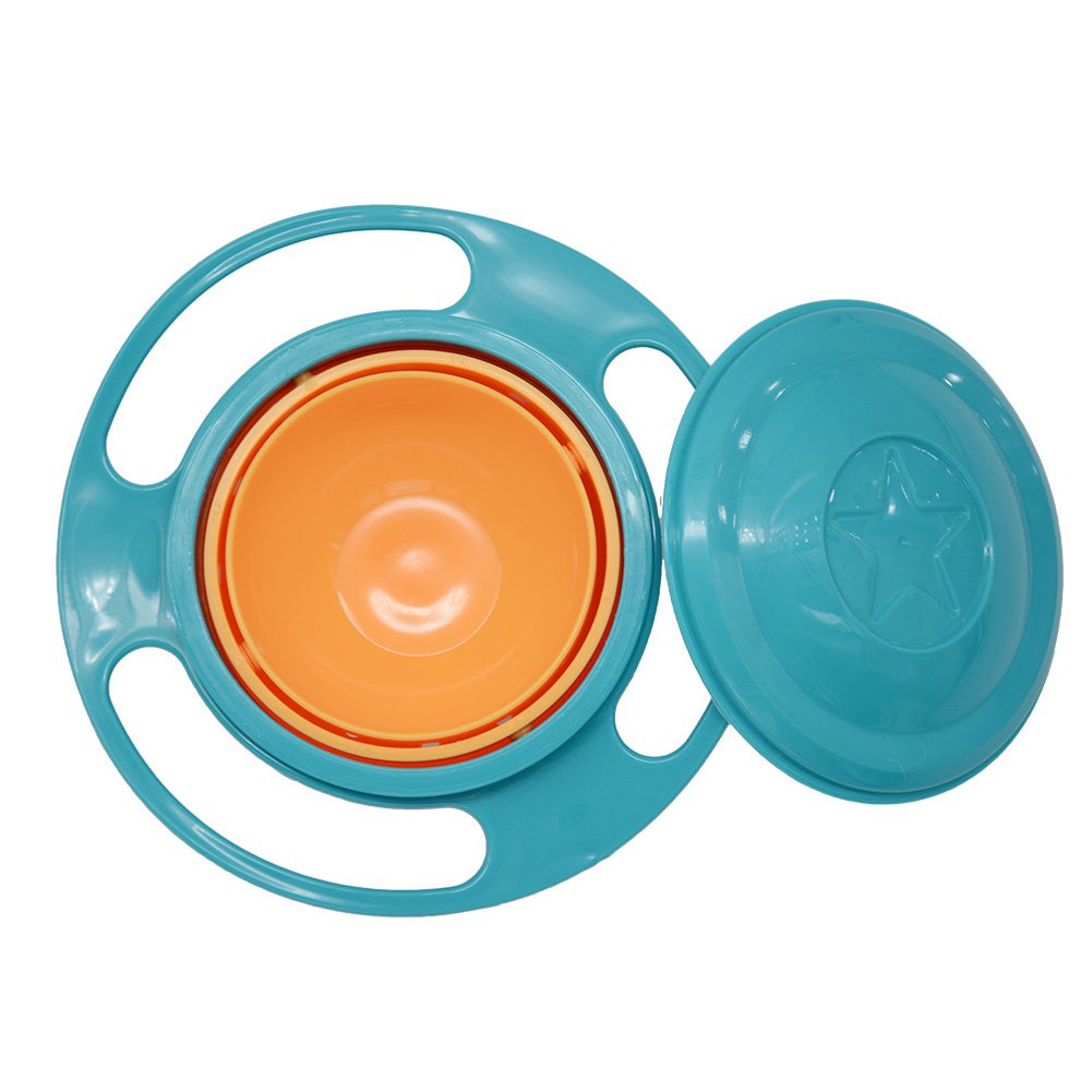 Gyro Bowl 360 Dgree Rotation Spill Resistant Gyroscopic Bowl with Lid