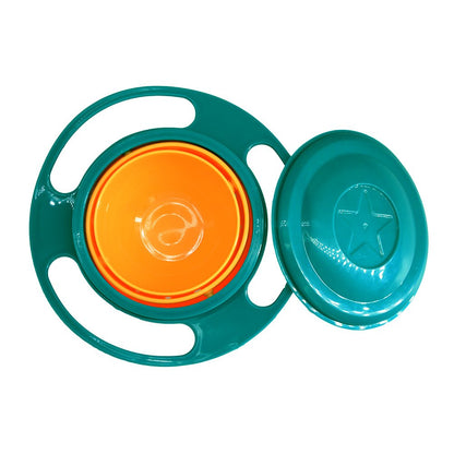 Gyro Bowl 360 Dgree Rotation Spill Resistant Gyroscopic Bowl with Lid