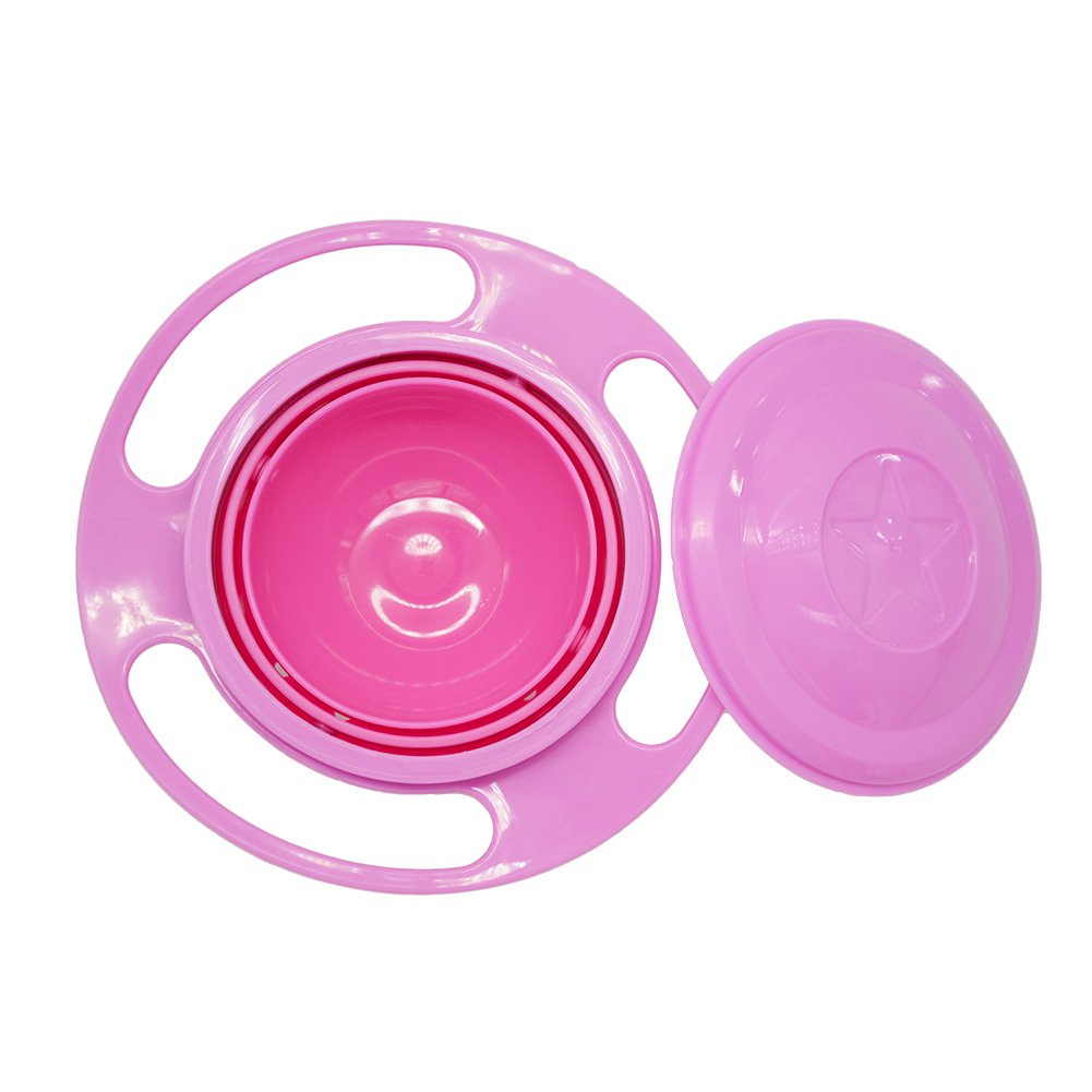 Gyro Bowl 360 Dgree Rotation Spill Resistant Gyroscopic Bowl with Lid