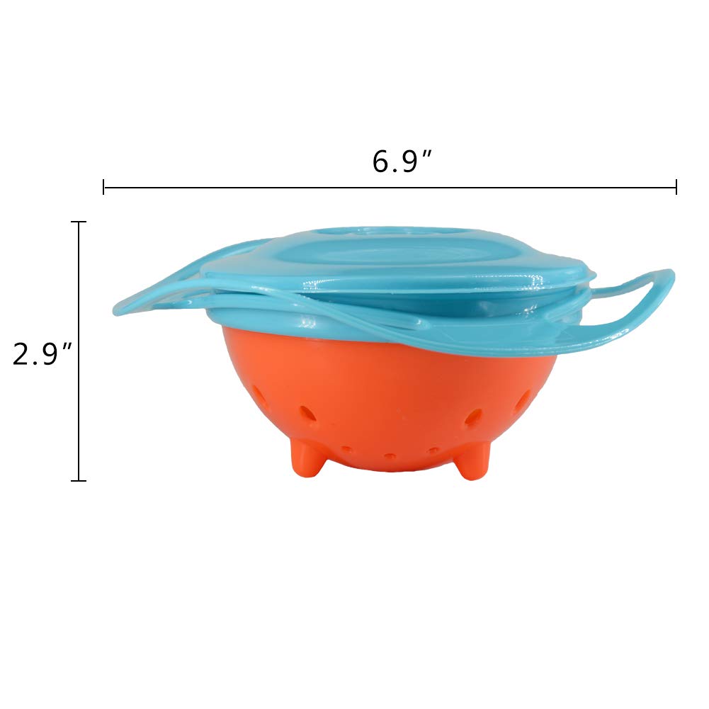 Gyro Bowl 360 Dgree Rotation Spill Resistant Gyroscopic Bowl with Lid
