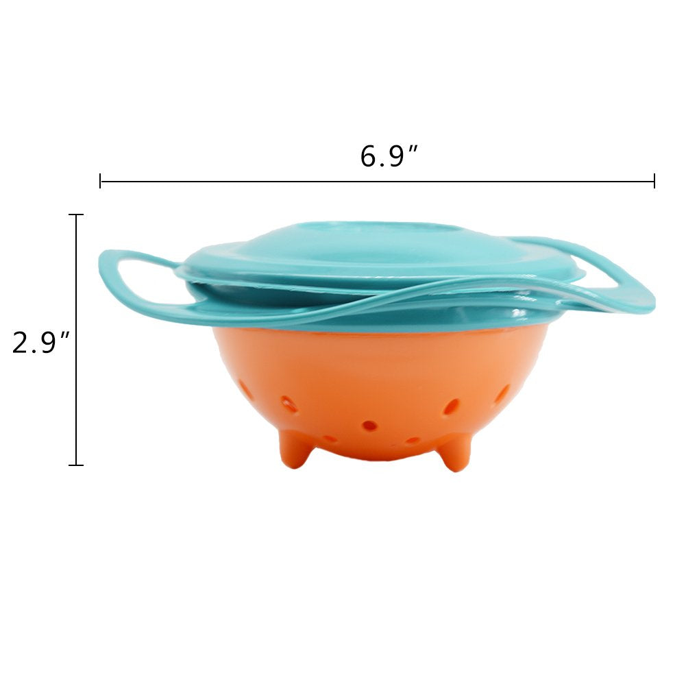 Gyro Bowl 360 Dgree Rotation Spill Resistant Gyroscopic Bowl with Lid