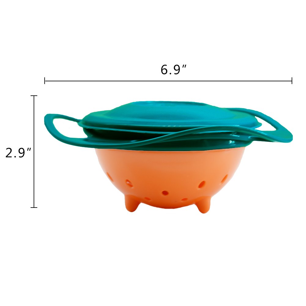 Gyro Bowl 360 Dgree Rotation Spill Resistant Gyroscopic Bowl with Lid