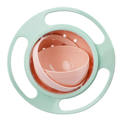 Gyro Bowl 360 Dgree Rotation Spill Resistant Gyroscopic Bowl with Lid