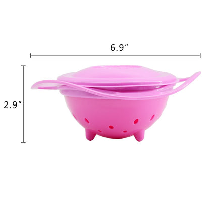 Gyro Bowl 360 Dgree Rotation Spill Resistant Gyroscopic Bowl with Lid