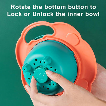 Gyro Bowl 360 Dgree Rotation Spill Resistant Gyroscopic Bowl with Lid
