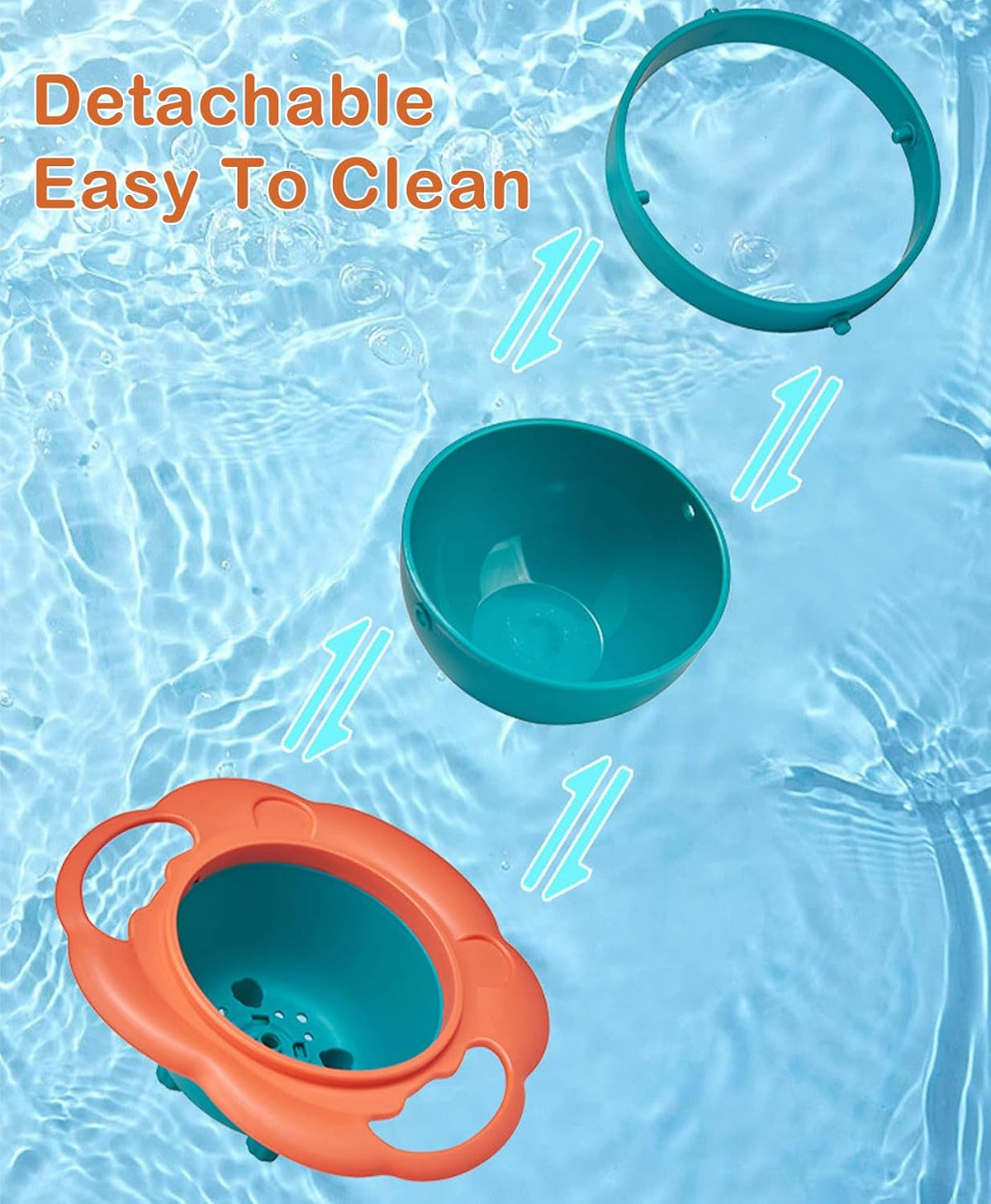Gyro Bowl 360 Dgree Rotation Spill Resistant Gyroscopic Bowl with Lid
