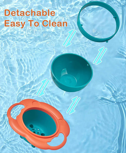 Gyro Bowl 360 Dgree Rotation Spill Resistant Gyroscopic Bowl with Lid
