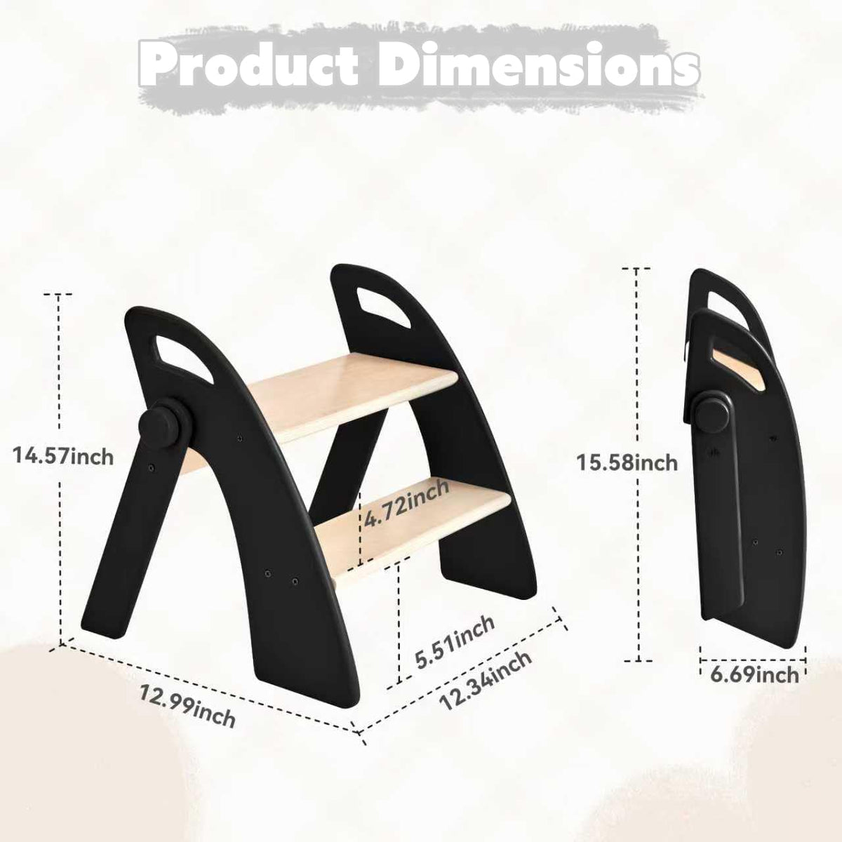 Wooden 2 Step Stool for Kids Bathroom Sink Foldable Anti-Slip 2-Step for Toilet Potty Training, Child Stepping Stool for Kitchen Nursery Bedroom, Sturdy Non Slip Adult Stool for Closet Pink