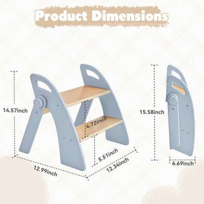 Wooden 2 Step Stool for Kids Bathroom Sink Foldable Anti-Slip 2-Step for Toilet Potty Training, Child Stepping Stool for Kitchen Nursery Bedroom, Sturdy Non Slip Adult Stool for Closet Pink