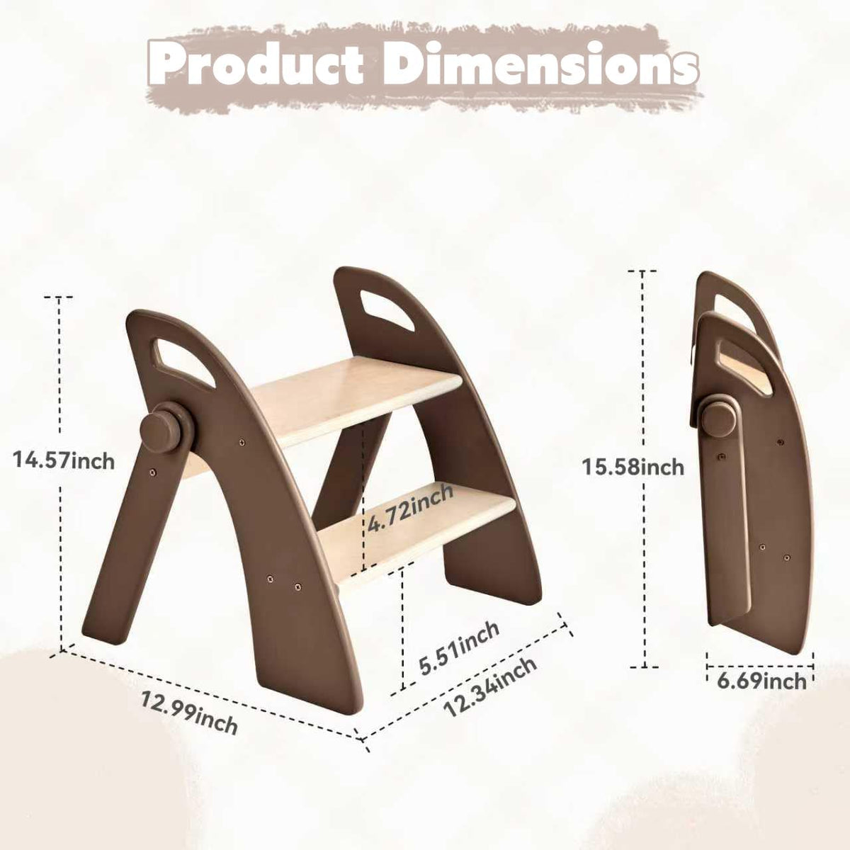 Wooden 2 Step Stool for Kids Bathroom Sink Foldable Anti-Slip 2-Step for Toilet Potty Training, Child Stepping Stool for Kitchen Nursery Bedroom, Sturdy Non Slip Adult Stool for Closet Pink