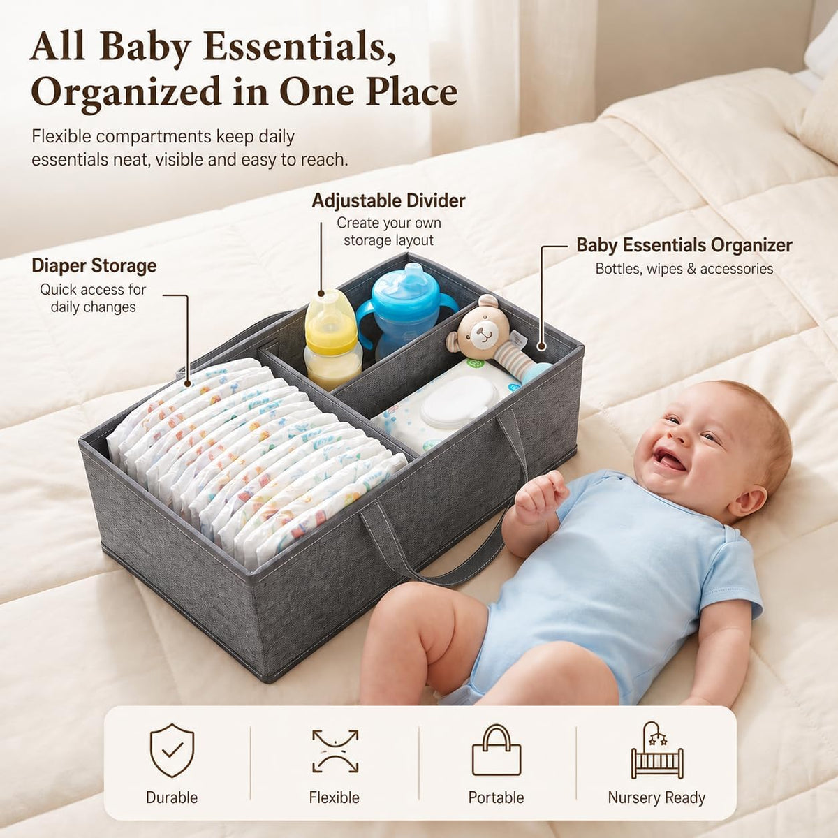 Rolling Cart and Baby Diaper Caddy Cart