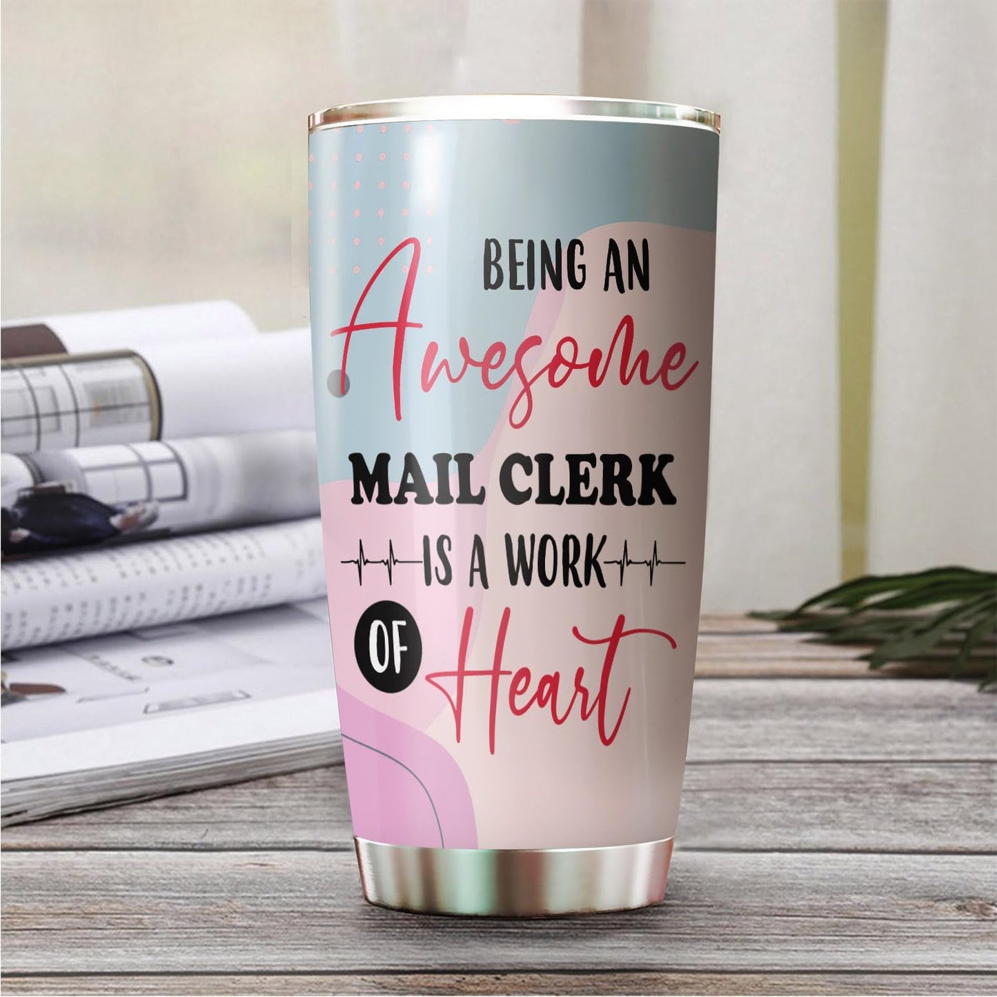 Awesome Mail Clerk Tumbler Stainless Steel 20oz, Funny Mail Clerk Gifts Bulk For Birthday Christmas, Mail Clerk Gifts For Men Women Office Coworker Driking Coffee Cup Humor