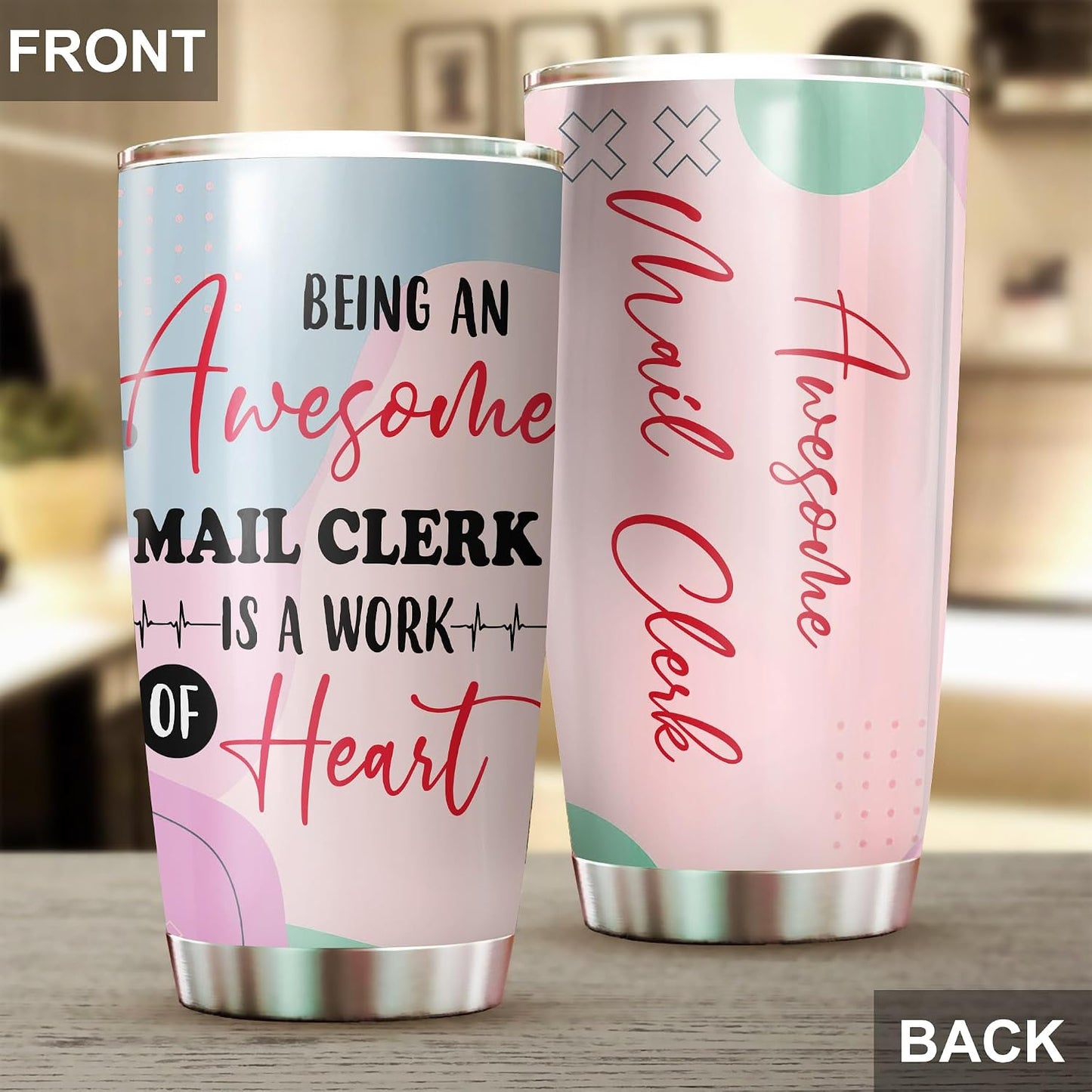 Awesome Mail Clerk Tumbler Stainless Steel 20oz, Funny Mail Clerk Gifts Bulk For Birthday Christmas, Mail Clerk Gifts For Men Women Office Coworker Driking Coffee Cup Humor