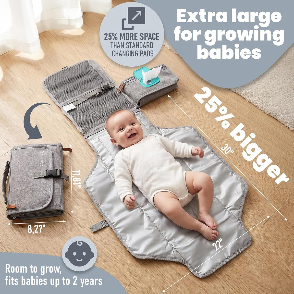 Portable Diaper Changing Pad with Universal Wipes Pocket Travel Baby Pad