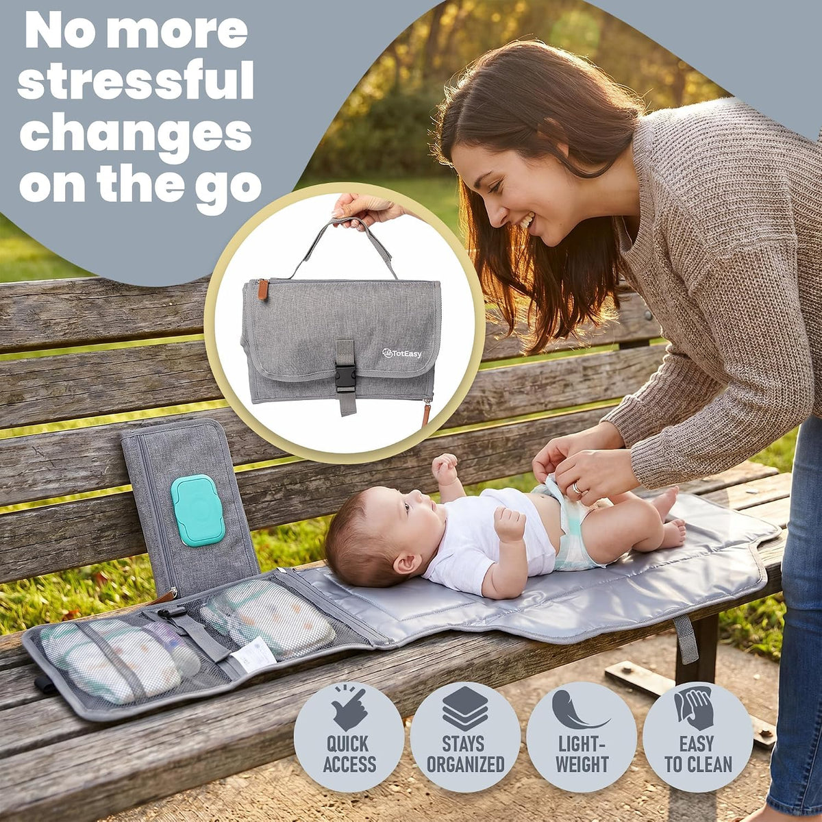 Portable Diaper Changing Pad with Universal Wipes Pocket Travel Baby Pad