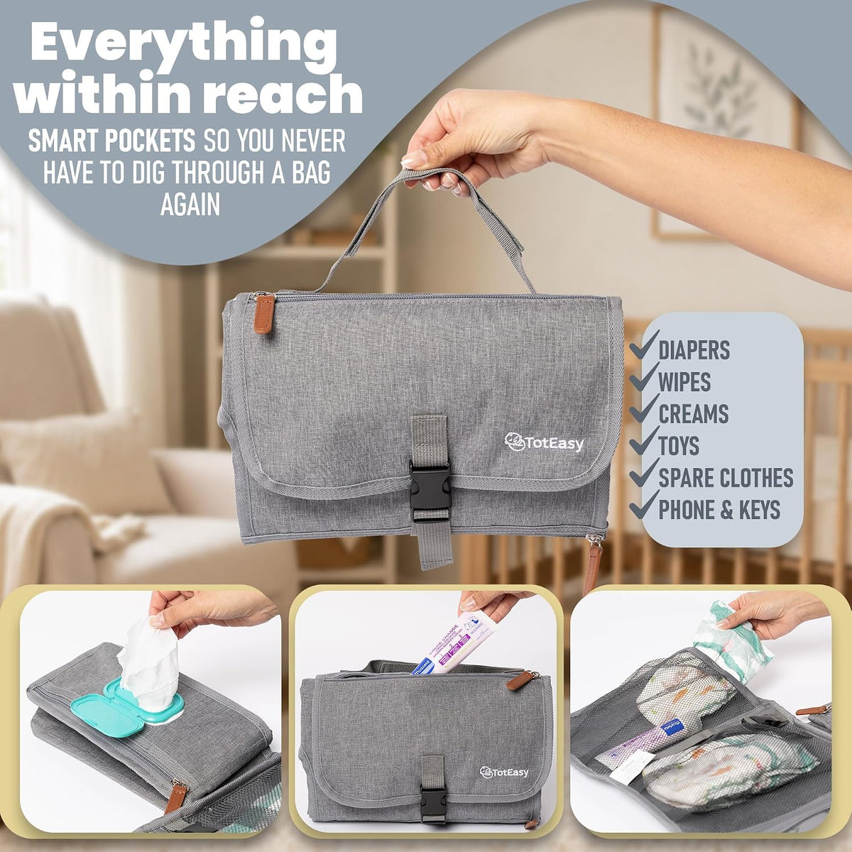 Portable Diaper Changing Pad with Universal Wipes Pocket Travel Baby Pad