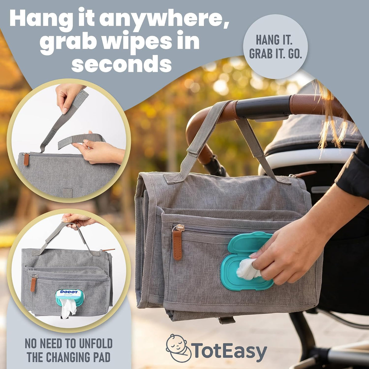 Portable Diaper Changing Pad with Universal Wipes Pocket Travel Baby Pad
