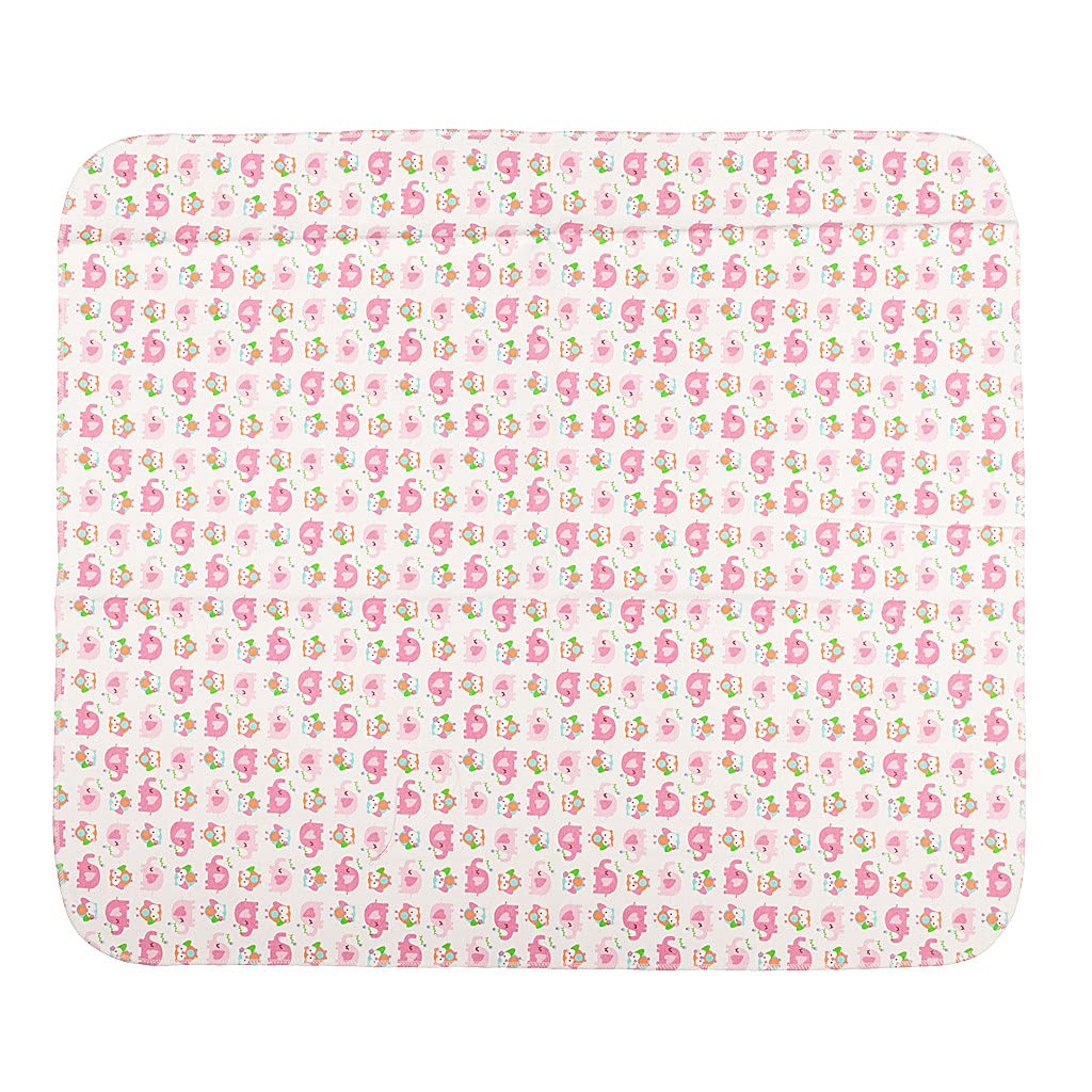 ReUseLife Large Waterproof Cotton Flannel Diaper Changing Mat Pad,31.5 X 26.5 Inch (Pink Elephants)