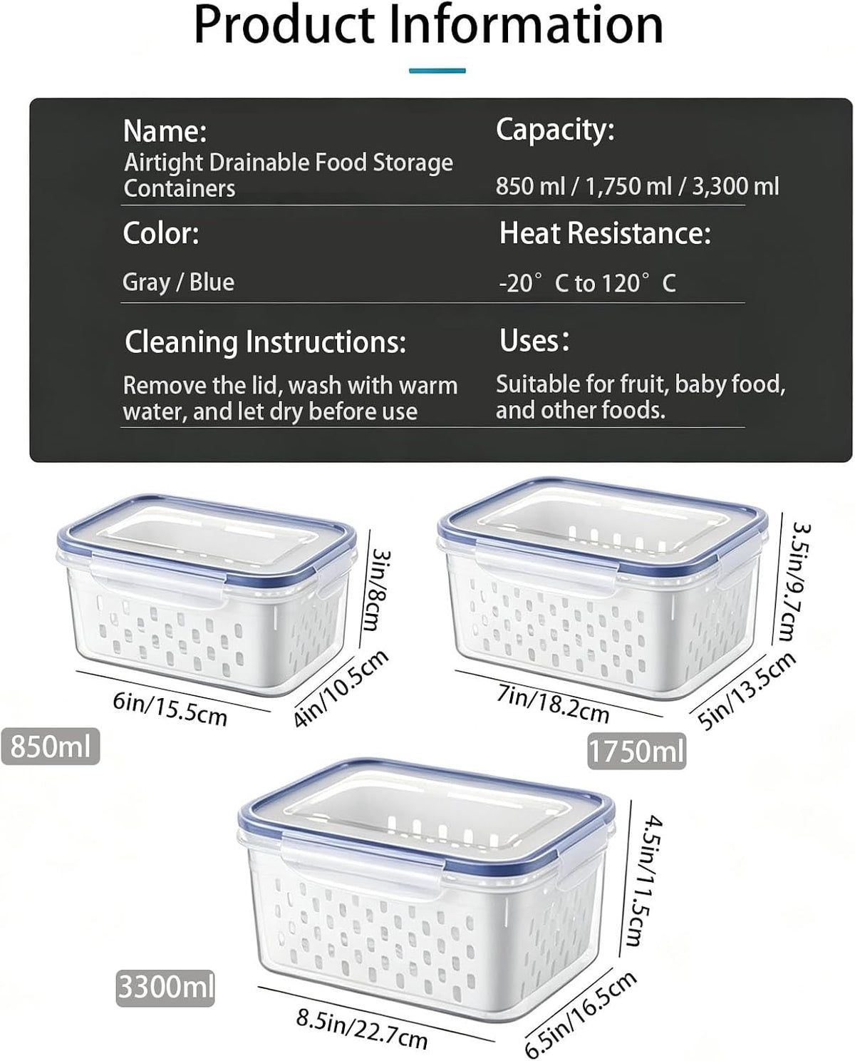 Food Storage Containers With Leakproof Lids,Fruit Containers For Fridge