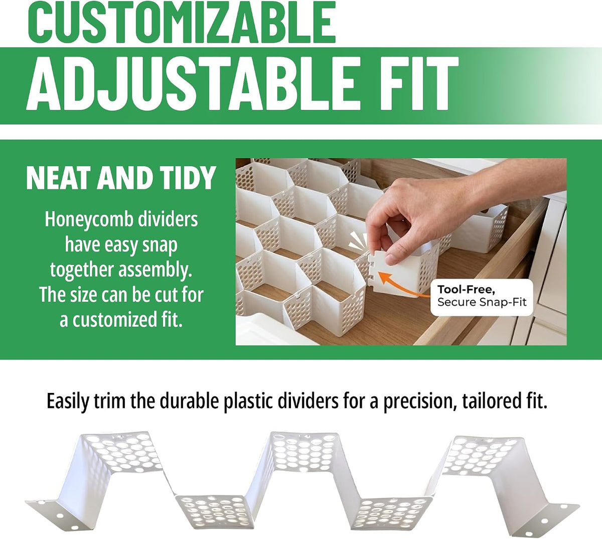 4-Pack Honeycomb Drawer Organizers, 112 Cells, Expandable Dividers