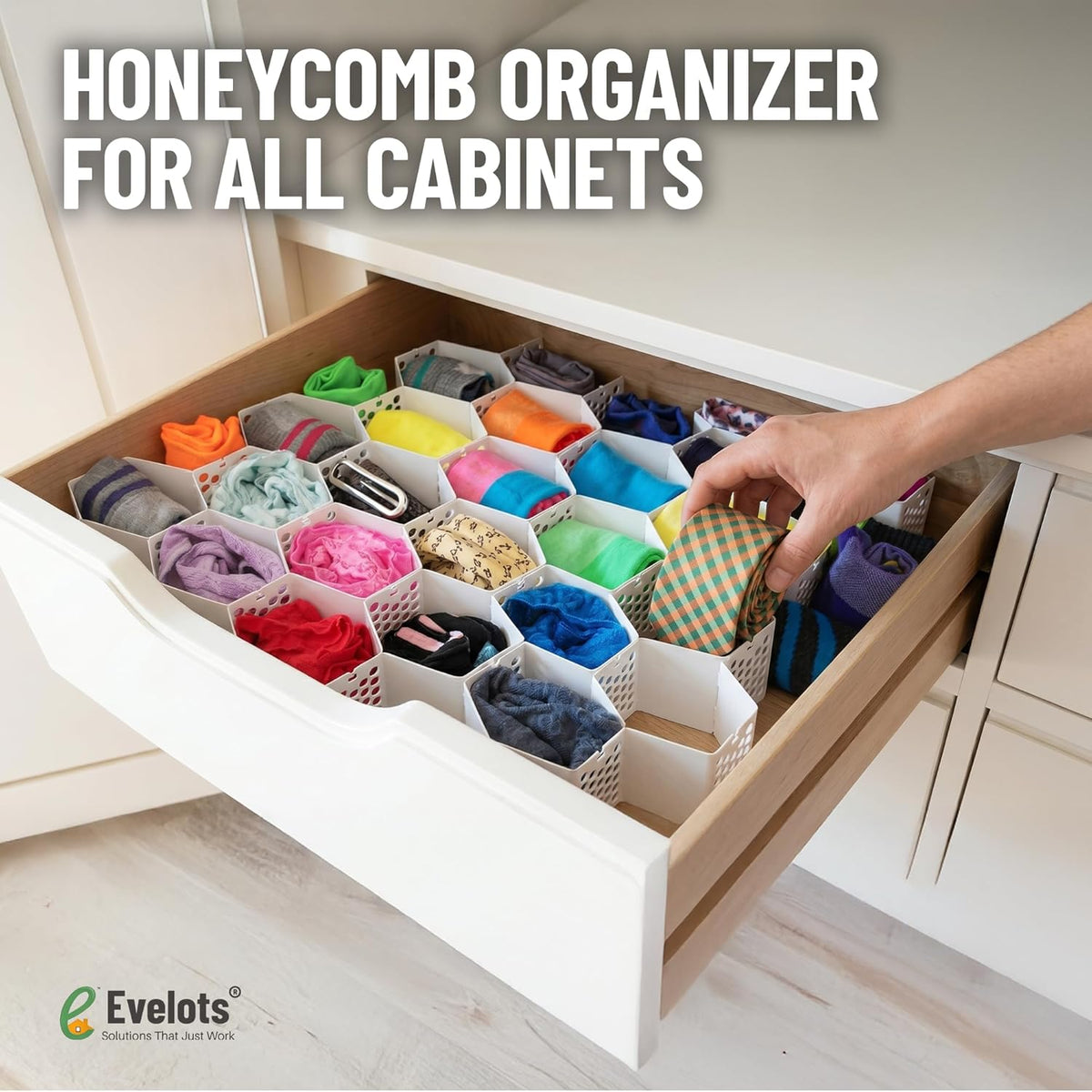4-Pack Honeycomb Drawer Organizers, 112 Cells, Expandable Dividers